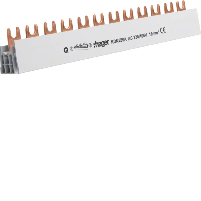 Шина Hager KDN280A вилочна 2-полюсная 80A 12 модулів KDN280A