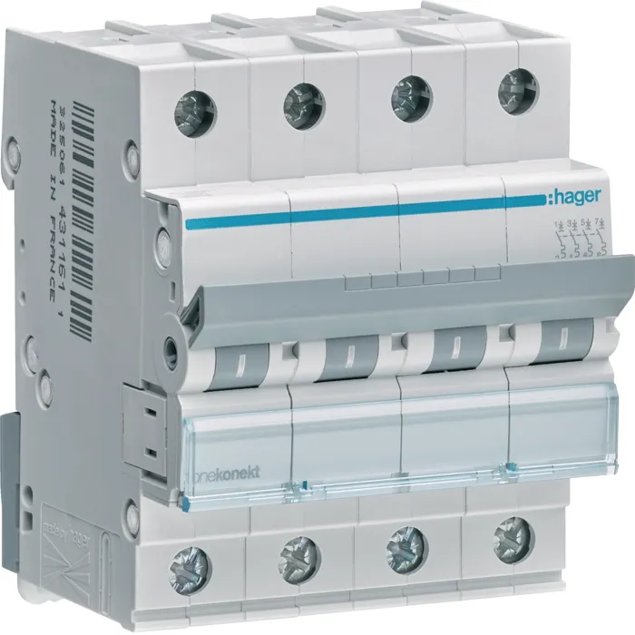 Автоматичний вимикач 4-п 10A C 6kA Hager MCN410 MCN410