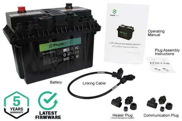 Акумулятор 100А 12В LiFePO4 1,28 кВт/год Pylontech RT12100G31 + BMS
