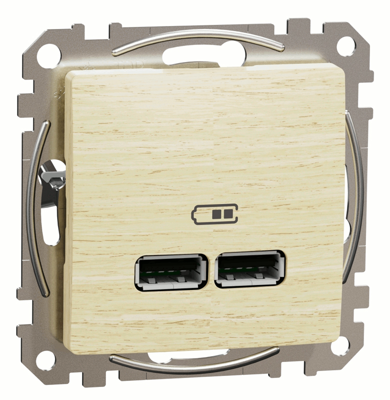Розетка USB тип A+A 21A Sedna Elements Schneider SDD180401 Береза купити