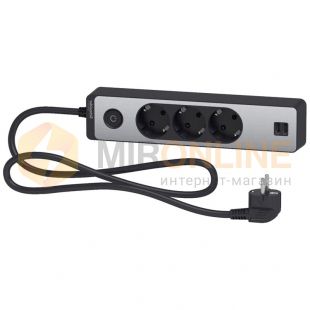 Подовжувач тримісній з 2 USB Unica Extend з заземленням та шнуром 3м. Чорний/Алюміній (ST943U1BA) фото Подовжувач тримісній з 2 USB Unica Extend з заземленням та шнуром 3м. Чорний/Алюміній (ST943U1BA) купить