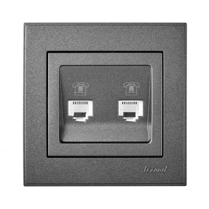 Розетка 2-а телефонная, антрацит LEZARD RAIN (703-4288-138) фото Розетка 2-а телефонная, антрацит LEZARD RAIN (703-4288-138) купить