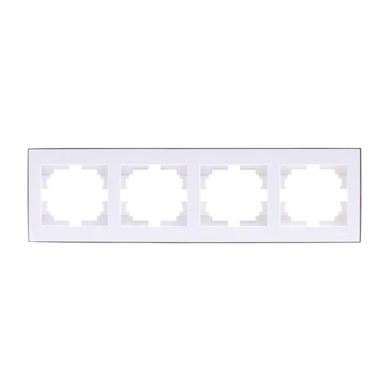 Рамка 4м горизонтальная белая с боковой вставкой, хром LEZARD RAIN (703-0225-149) купити