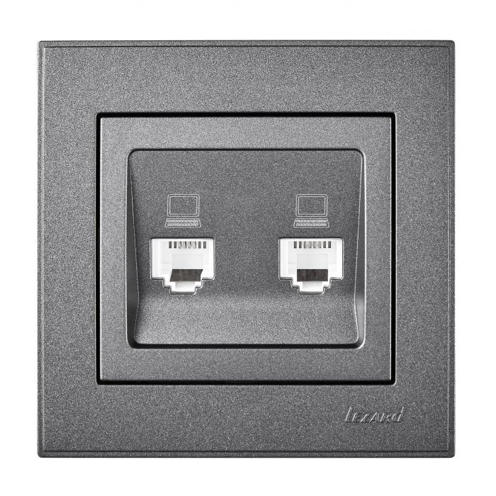 Розетка 2-а компьютерная, антрацит LEZARD RAIN (703-4288-141) фото Розетка 2-а компьютерная, антрацит LEZARD RAIN (703-4288-141) купить