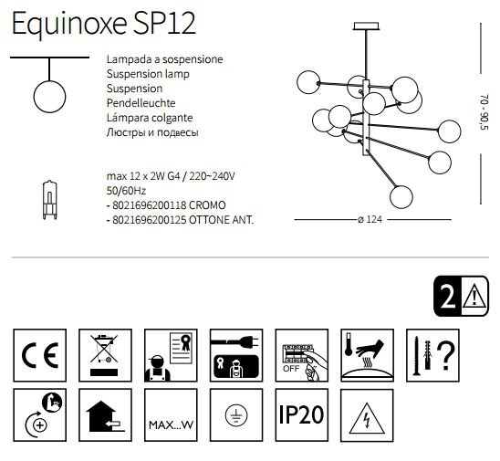 Люстра Ideal Lux EQUINOXE SP12 CROMO (200118) купити
