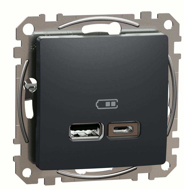 Розетка USB тип A+C 24A Schneider Sedna Design SDD114402 Чорний купити