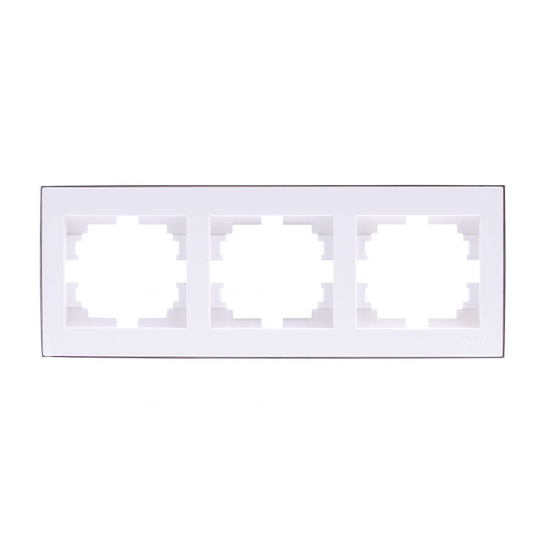 Рамка 3м горизонтальная белая с боковой вставкой хром LEZARD RAIN (703-0225-148) купити
