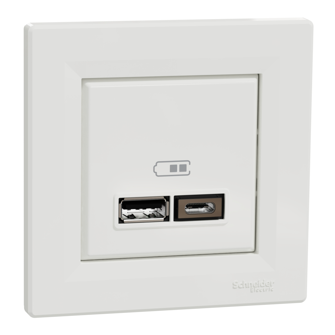 Розетка usb тип а+с 2,4а schneider electric asfora EPH2700321 біла купити