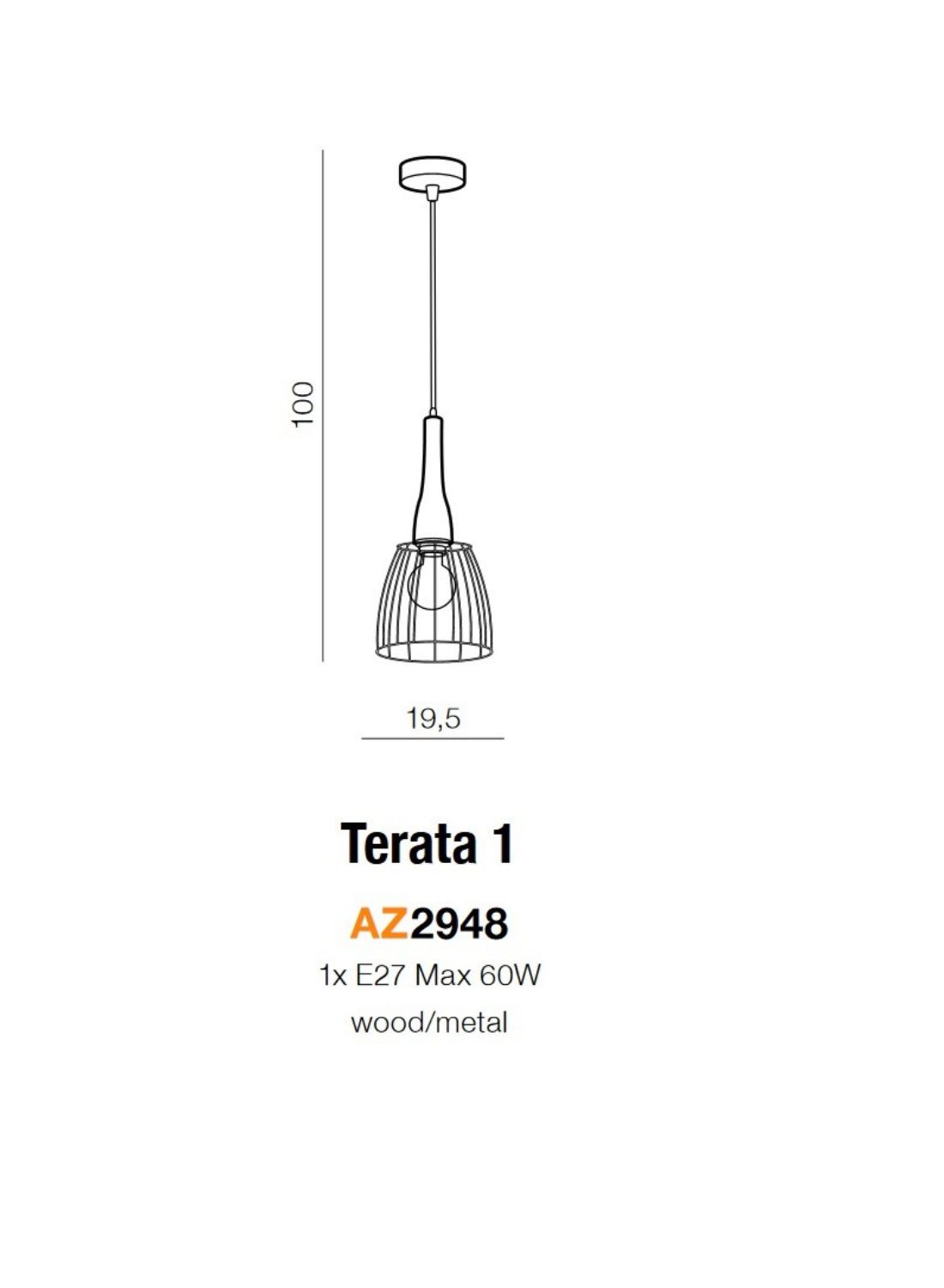 Подвесной светильник Azzardo AZ2948 Terata 1 купити