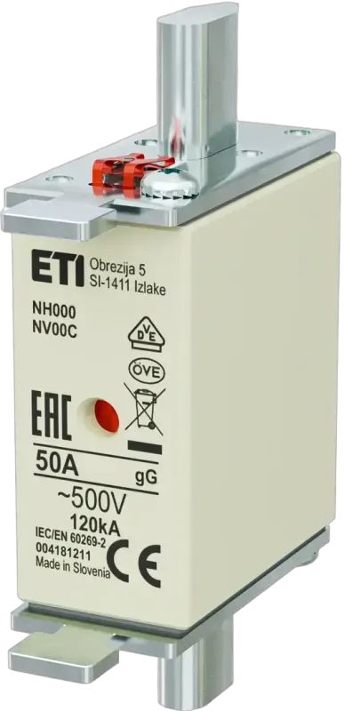Запобіжник ETI 004181211 NH-000/gG 50A 500V KOMBI 004181211