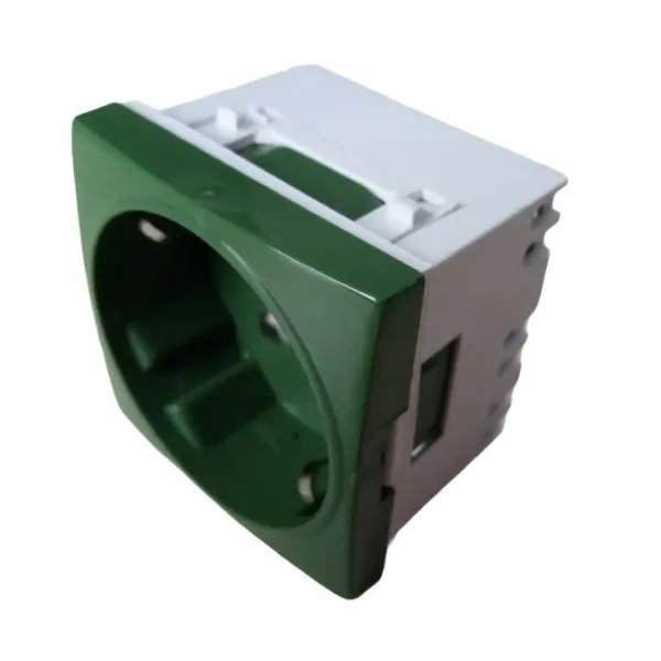 Механізм розетки 2P+Z, ШУКО 16А, 250V - 2 мод. Зелений Quardo 45 (45131 SVD)