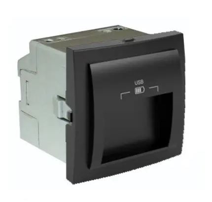 Подвійний зарядний пристрій USB типу A з розетками на 20º 2мод. Чорний матовий Quardo 45 (45384 SPM)