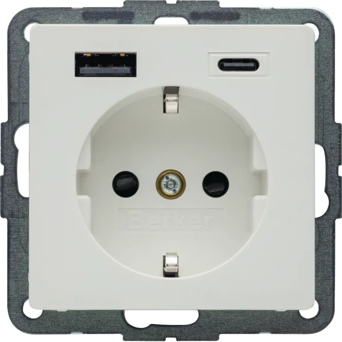Розетка із з/к + USB A/C 20W PD Q.x Berker 48146089, полярна білизна