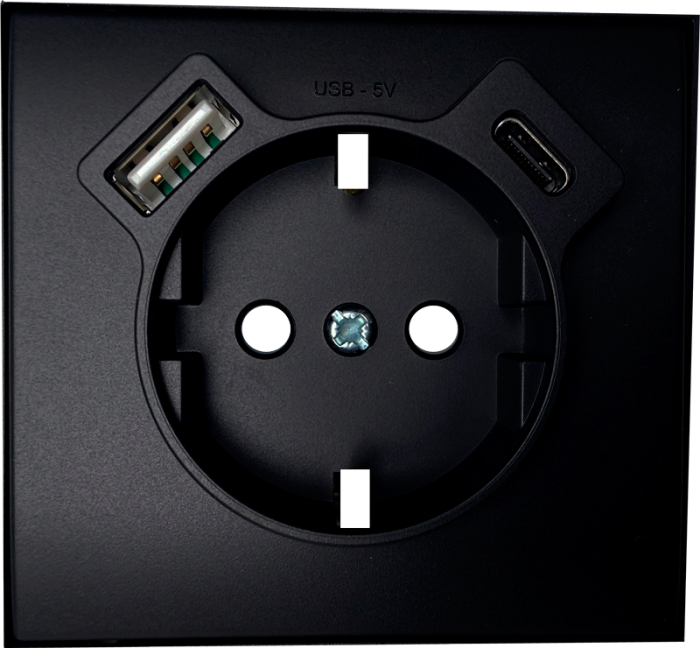 Центральна панель USB Type A+Type C Efapel Apolo 5000 Чорна матова (50674 TPM)