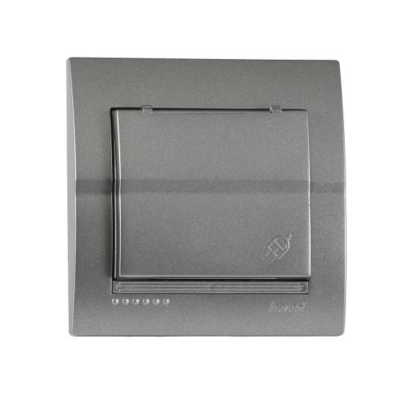 Розетка з заземленням і кришкою Lezard Deriy, графіт (702-2929-123B)