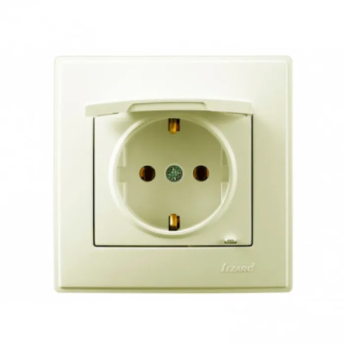 Розетка з заземленням із кришкою Lezard Lesya, крем (705-0303-123B)