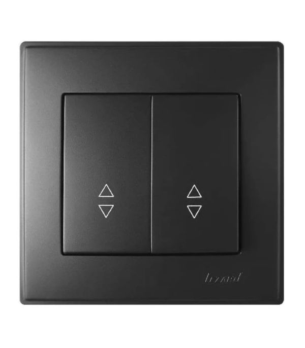 Вимикач двохклавішний прохідний Lezard Lesya, антрацит (705-4242-106)
