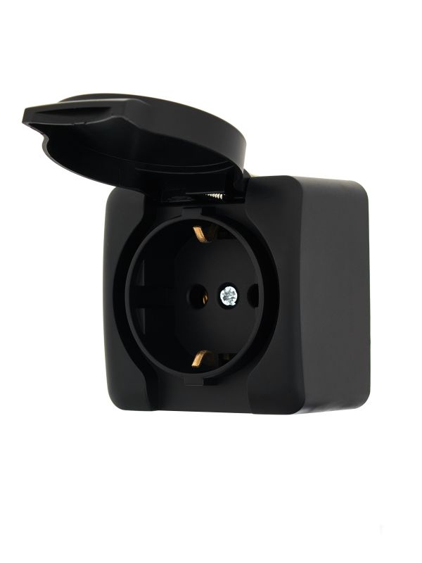 Розетка з кришкою і заземленням Lezard Viola Антрацит (751-4200-123B)