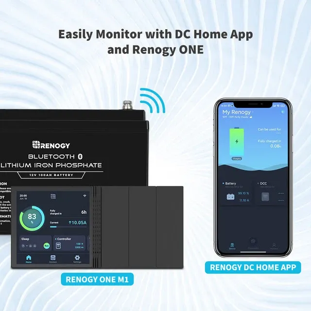 Літій-залізофосфатний LiFePO4 акумулятор Renogy 12V 100Ah з Bluetooth RBT100LFP12-BT-US RBT100LFP12-BT-US
