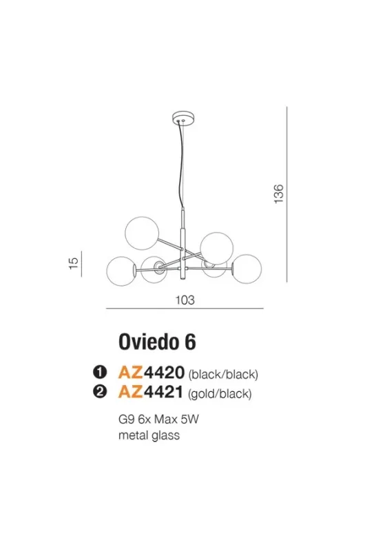 Люстра Azzardo AZ4421 Oviedo (42075) AZ4421