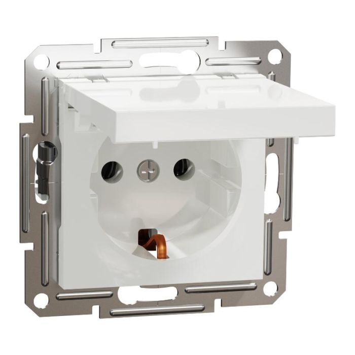 Розетка з кришкою із заземленням Asfora Schneider Electric EPH3170121 біла без рамки EPH3170121