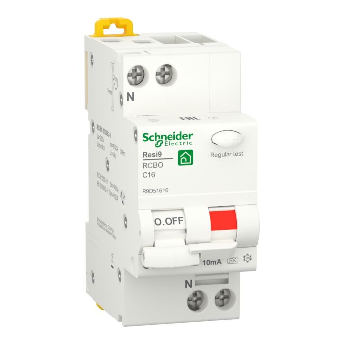 Диференціальний автомат 1P+N Resi9 Schneider Electric, крива С, 16А/0,01/A (R9D51616) R9D51616