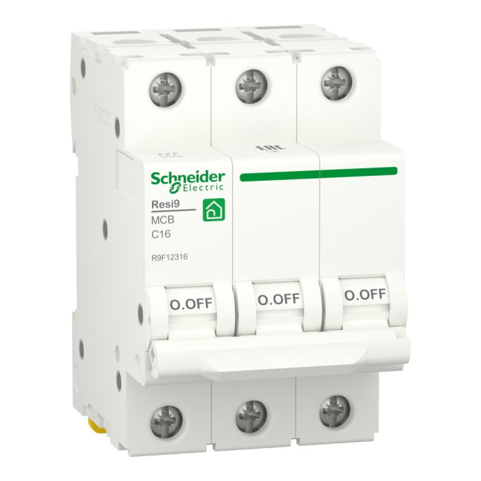 Автоматичний вимикач 3P, 16 A, C, 6kA Schneider Electric Resi9 (R9F12316)