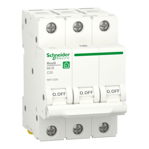 Автоматичний вимикач 3P, 20 A, C, 6kA Schneider Electric Resi9 (R9F12320)