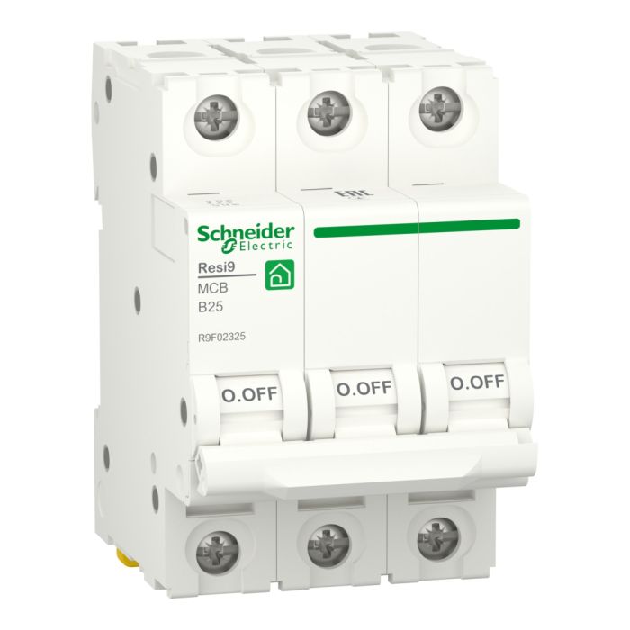 Автоматичний вимикач 3P, 25 A, B, 6kA Schneider Electric Resi9 (R9F02325)