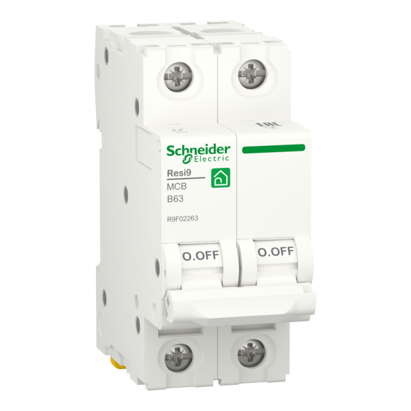 Автоматичний вимикач 2P, 63 A, B, 6kA Schneider Electric Resi9 (R9F02263)