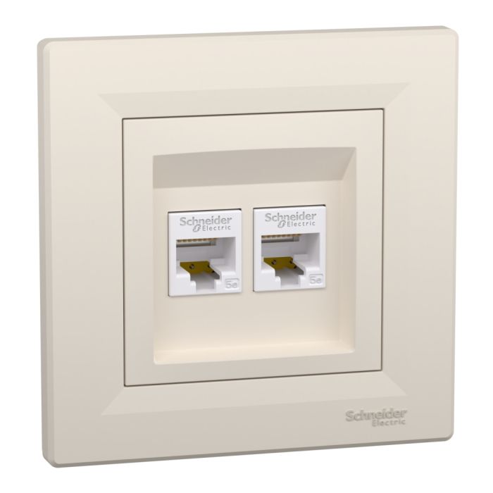 Розетка комп'ютерна, rj45, кат.5е, utp, подвійна, кремовий (EPH4400123) EPH4400123