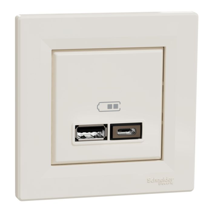Розетка usb тип а+с 2,4а schneider electric asfora EPH2700323 кремова