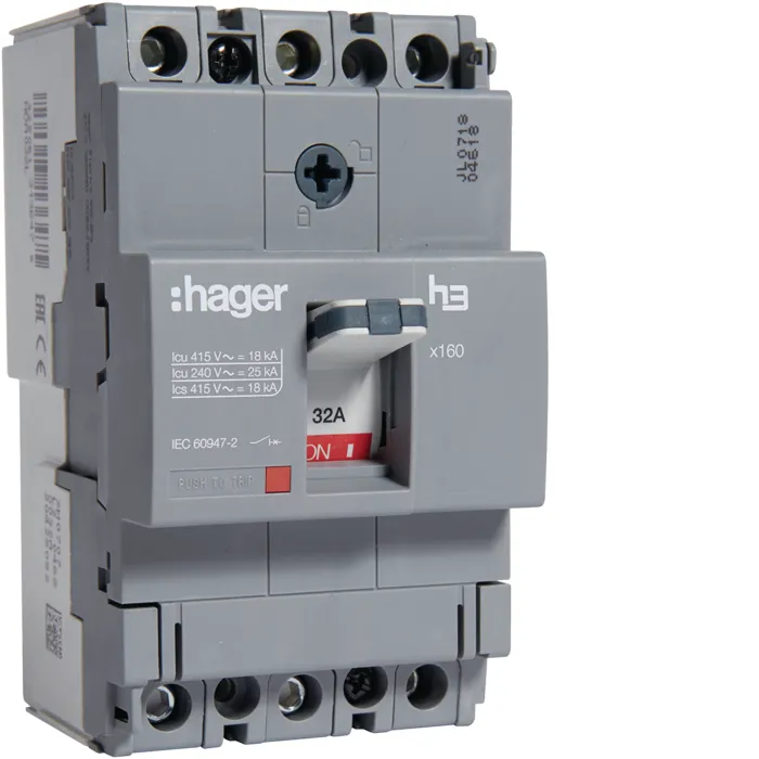 Автоматичний вимикач x160, In=32А, 3п, 18kA, Тфікс/Мфікс HDA032L Hager HDA032L