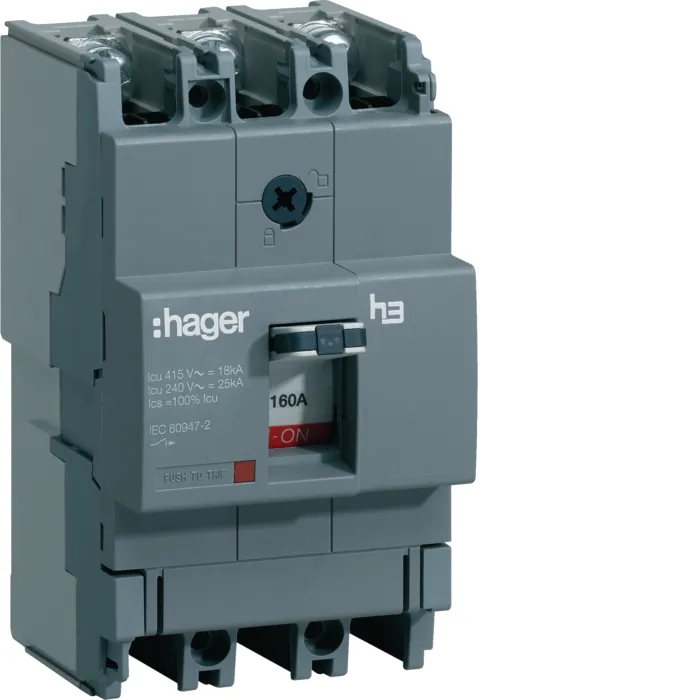 Автоматичний вимикач x160, In=160А, 3п, 18kA, Тфікс/Мфікс HDA160L Hager HDA160L