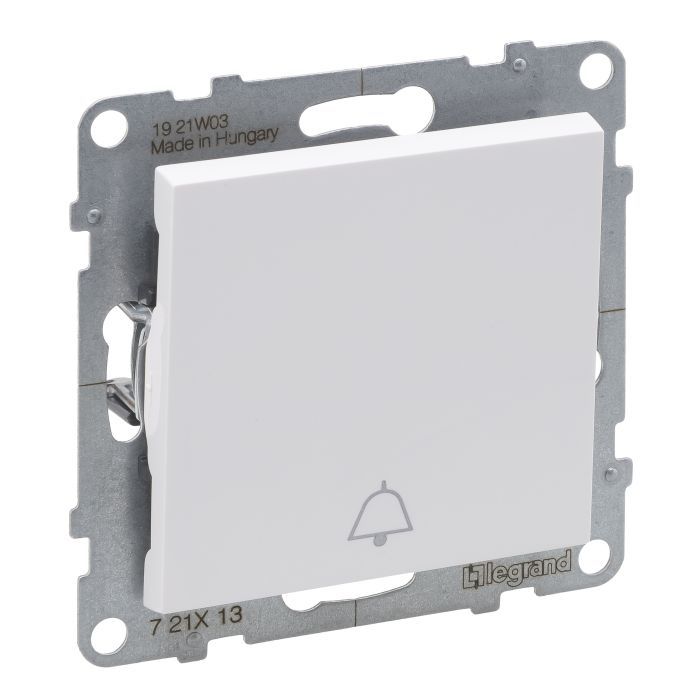 Кнопка 1-кл з символом Дзвінок (пруж.клеми) 6A/250V Legrand SUNO 721113 білий