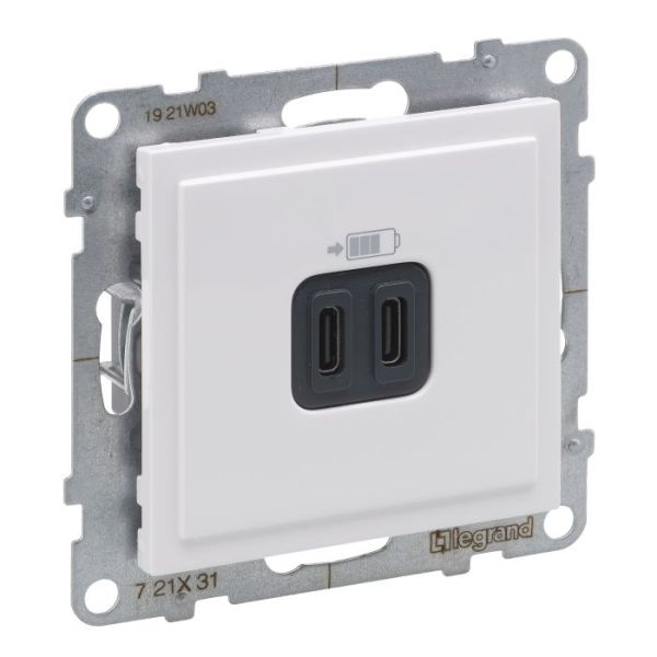 Розетка для заряджання USB С+C 15Вт/5V Legrand SUNO 721131 білий