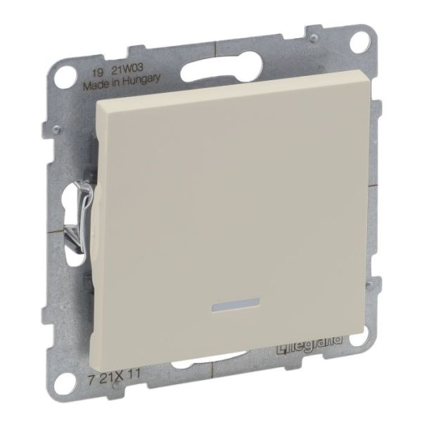 Вимикач 1-кл з підсв. (пруж.клеми) 10А/250V Legrand SUNO 721211 слонова кістка