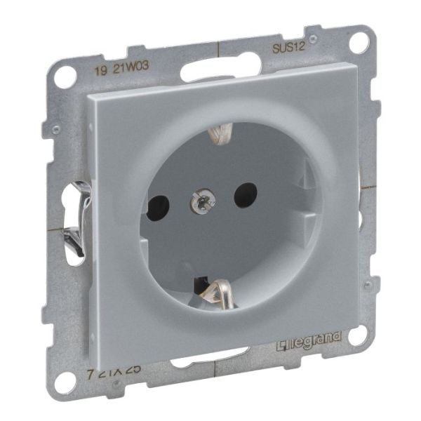 Розетка із з/к та шторками (гвинт. клеми) 16А/250V Legrand SUNO 721325 алюміній