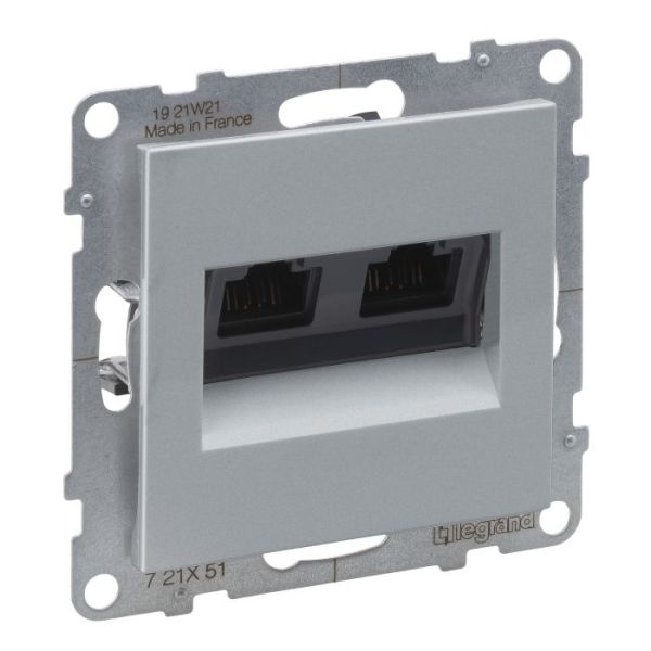 Розетка комп'ютерна 2-а RJ45 Cat5E/UTP Legrand SUNO 721351 алюміній