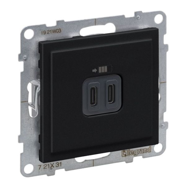 Розетка для заряджання USB С+C 15Вт/5V Legrand SUNO 721431 чорний