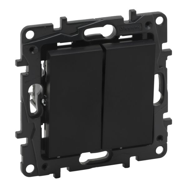 Вимикач кнопковий 2-кл 6А автоматичні клеми Legrand 863512 NILOE STEP Чорний