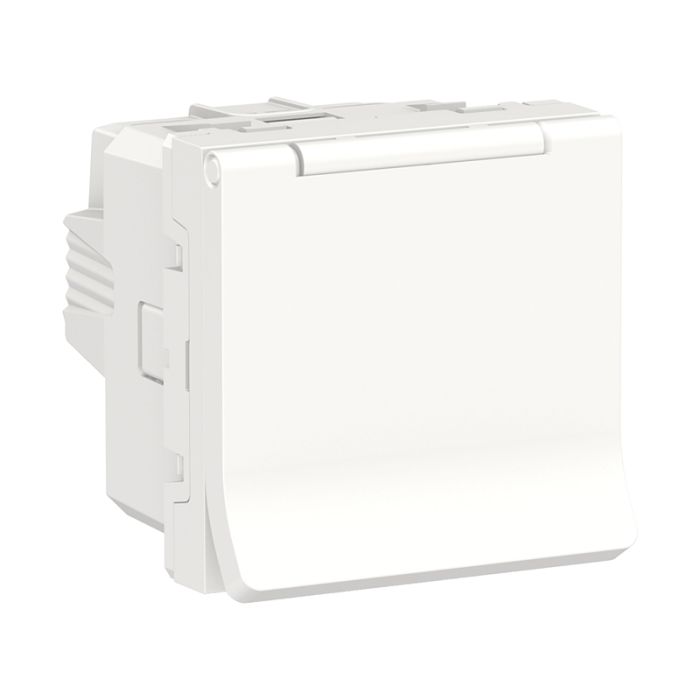 Розетка з заземленням зі шторками, с крышкой, 16 А, 250 В, IP40, Unica New NU303718TA білий NU303718TA