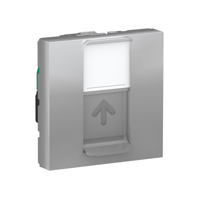 Розетка компьютерная, RJ45, одинарна, кат. 5е UTP, 2-мод., Unica New NU341130 алюміній NU341130
