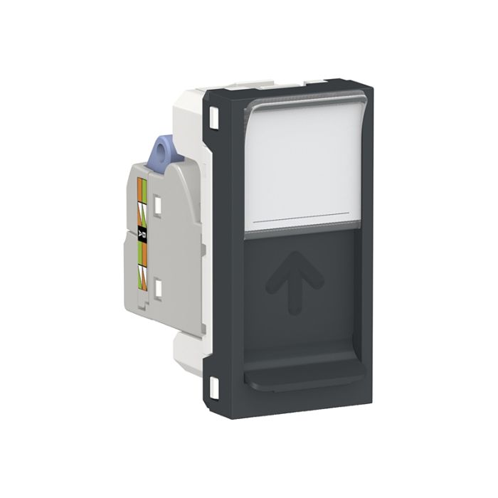 Розетка комп. 1-а., RJ45, кат.6 STP, 1-мод., Unica New, NU341654, антрацит NU341654