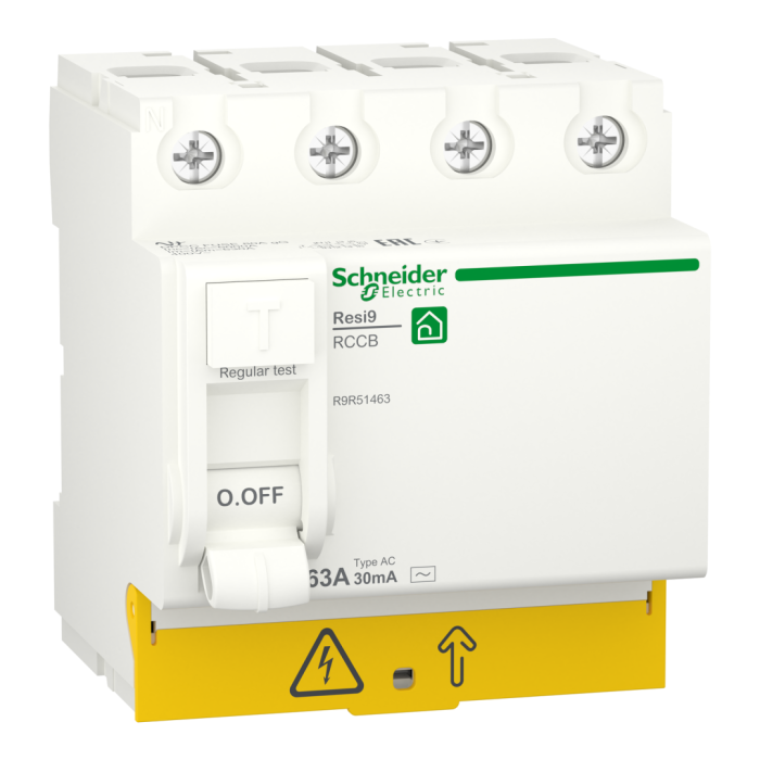 Пристрій захисного відключення 4P 63A 30mA АС, Resi9 Schneider Electric R9R51463