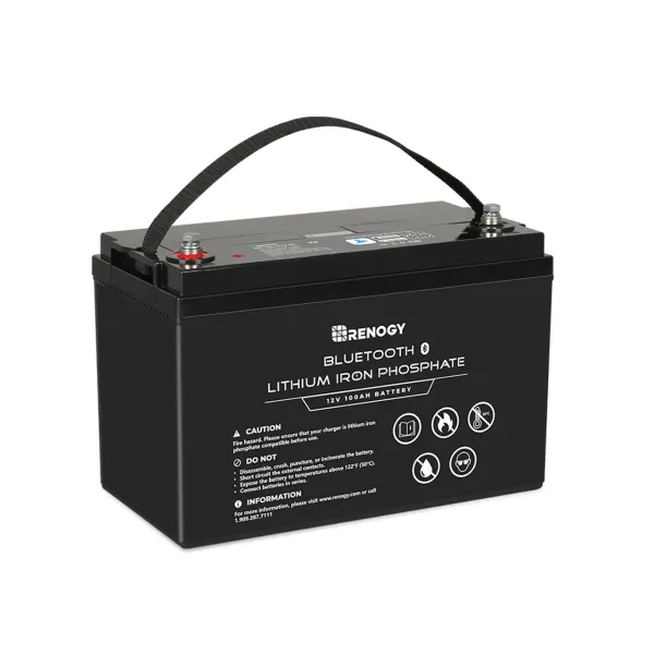 Літій-залізофосфатний LiFePO4 акумулятор Renogy 12V 100Ah з Bluetooth RBT100LFP12-BT-US