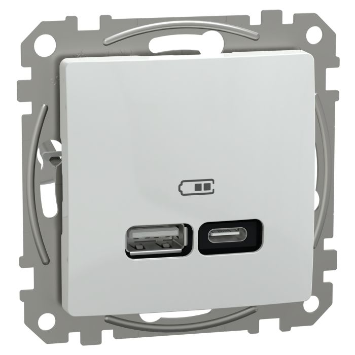Розетка USB тип A+C 3А 21Вт Schneider Sedna Design SDD111405 Білий SDD111405