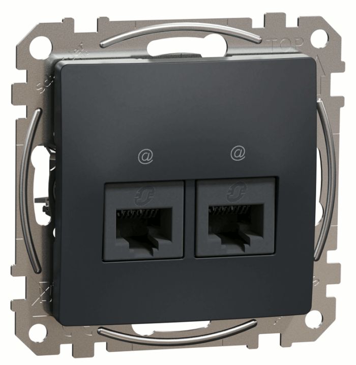 Комп'ютерна розетка 2-на RJ45 кат. 5е UTP Schneider Sedna Design SDD114452 черний SDD114452