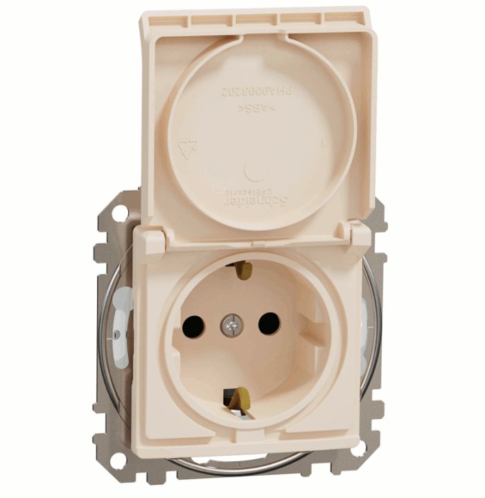 Розетка з з/к зі шторками і кришкою IP44 Schneider Sedna Design SDD212024 Бєжевий SDD212024