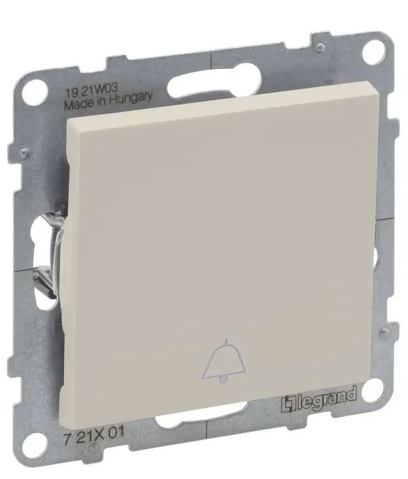 Кнопка 1-кл з символом дзвінок (пруж.клеми) 6A/250V Legrand SUNO 721213 слонова кістка"